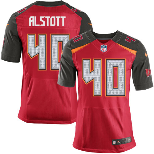 Men's Elite Mike Alstott Nike Jersey Red Home - #40 NFL Tampa Bay Buccaneers